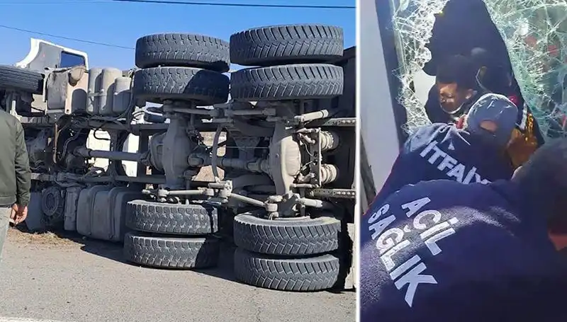 Virajı Alamayan Kamyonun Yan Yatarak Açtığı Kaza: Görgü Tanıkları Anlatıyor